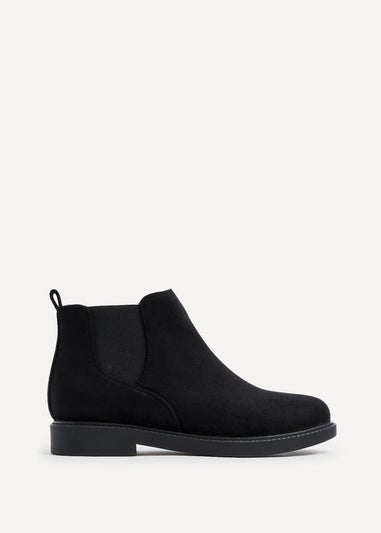 Linzi Fauna Wide Fit Black Faux Suede Classic Chelsea Boot