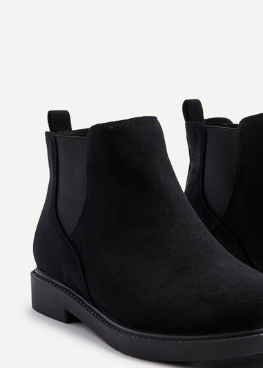 Linzi Fauna Wide Fit Black Faux Suede Classic Chelsea Boot