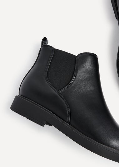 Linzi Fauna Wide Fit Black Faux Leather Classic Chelsea Boot