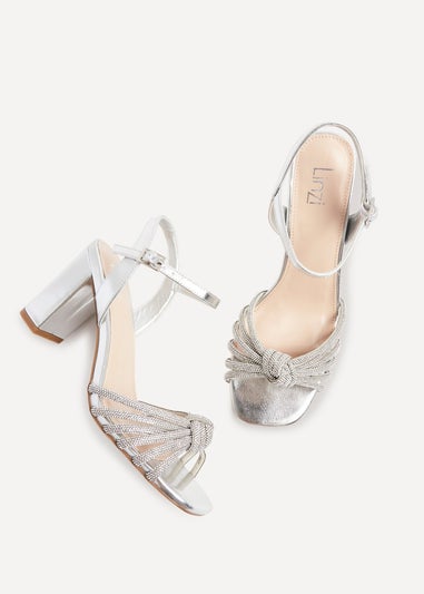 Linzi Sanora Silver Faux Leather Block Heel