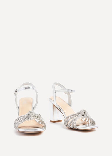 Linzi Sanora Silver Faux Leather Block Heel