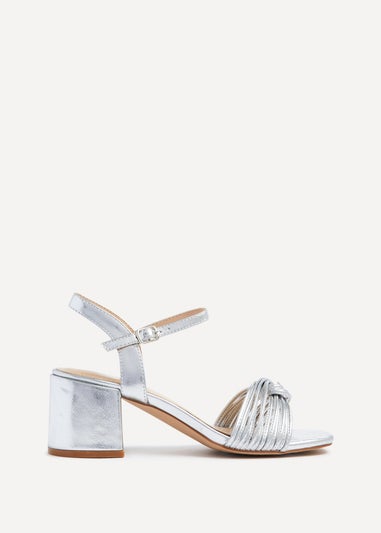 Linzi Susanna Silver Faux Leather Block Heeled Sandal