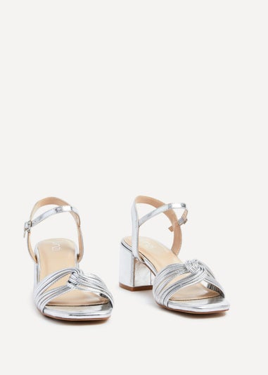 Linzi Susanna Silver Faux Leather Block Heeled Sandal