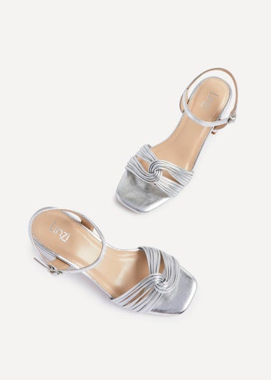 Linzi Susanna Silver Faux Leather Block Heeled Sandal