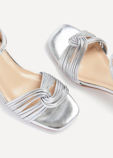 Linzi Susanna Silver Faux Leather Block Heeled Sandal