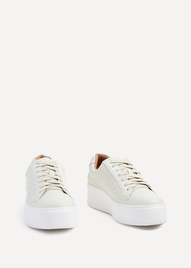 Linzi Twyla Cream Faux Leather Platform Trainer