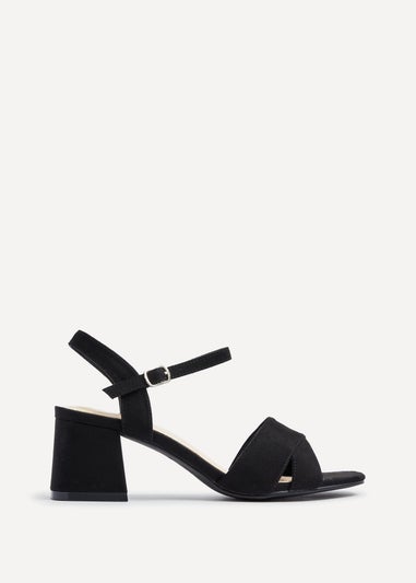 Linzi Vivian Wide Fit Black Suede Block Heeled Sandals