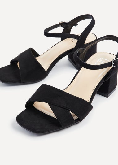 Linzi Vivian Wide Fit Black Suede Block Heeled Sandals