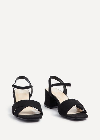 Linzi Vivian Wide Fit Black Suede Block Heeled Sandals