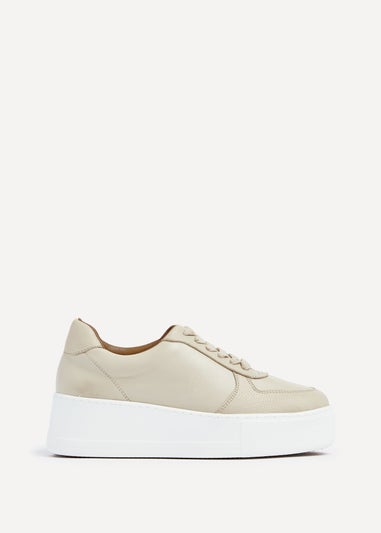 Linzi Twiggy Sand Faux Leather Platform Trainer