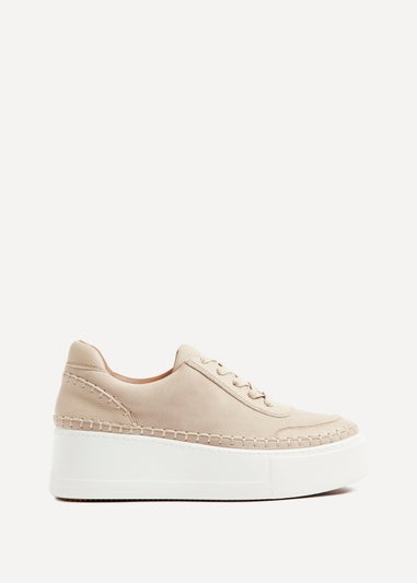 Linzi Harlem Sand Faux Suede And Leather Mix Platform Trainer