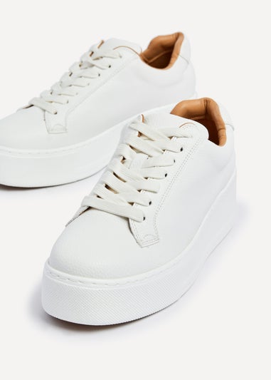 Linzi Twyla White Faux Leather Platform Trainer