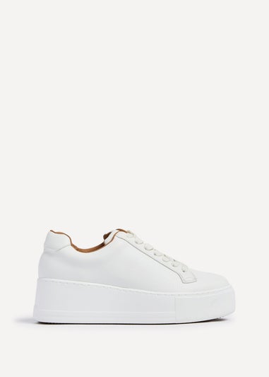 Linzi Twyla White Faux Leather Platform Trainer