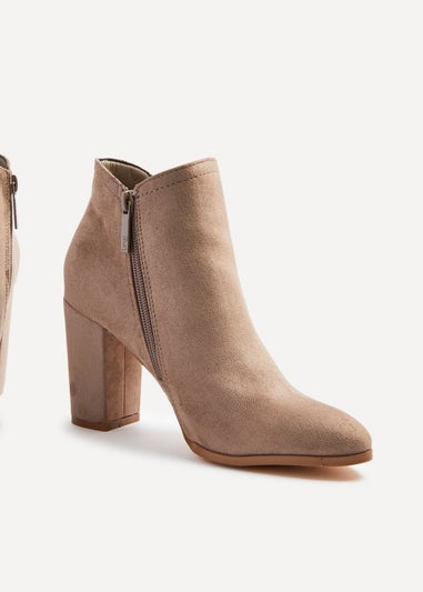 Linzi Freda Mocha Faux Suede Block Heeled Ankle Boot