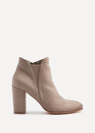 Linzi Freda Mocha Faux Suede Block Heeled Ankle Boot