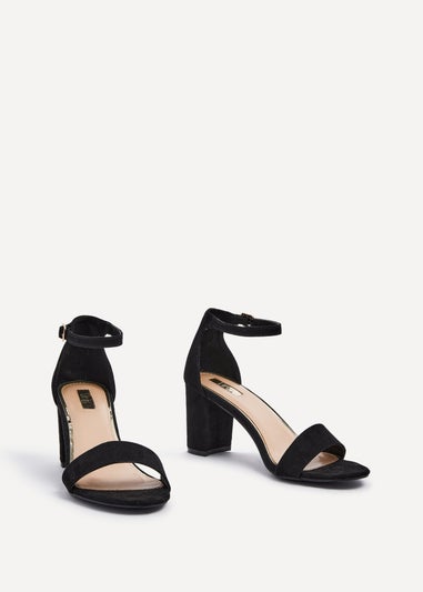 Linzi Frankie Black Faux Suede Block Heeled Sandal