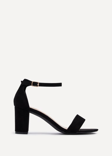 Linzi Frankie Black Faux Suede Block Heeled Sandal