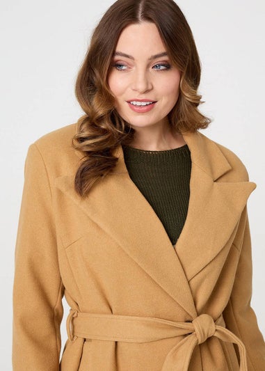 Izabel London Brown Tie Waist Longline Trench Coat