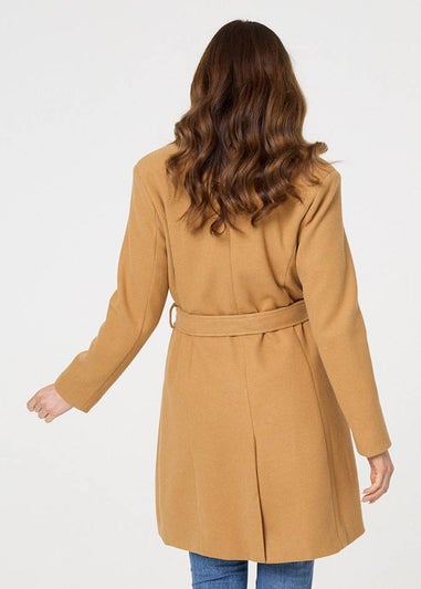 Izabel London Brown Tie Waist Longline Trench Coat