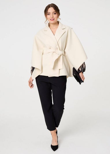 Izabel London White Cape Coat With Belt