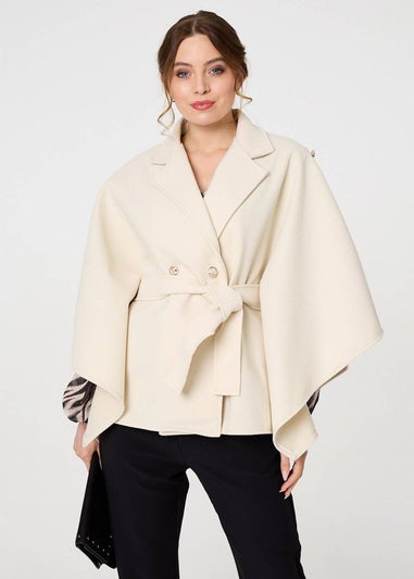 Izabel London White Cape Coat With Belt