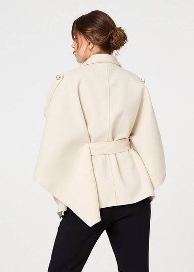 Izabel London White Cape Coat With Belt