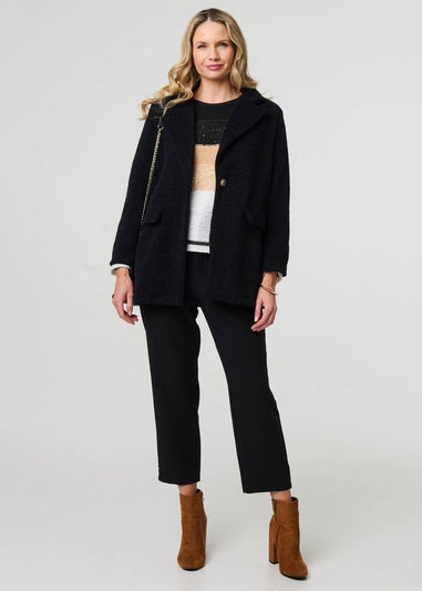 Izabel London Black Soft Texture Pocket Detail Blazer Jacket