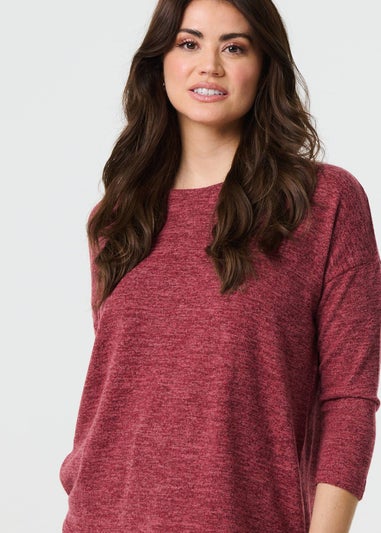 Izabel London Red Relaxed Boat Neck Top