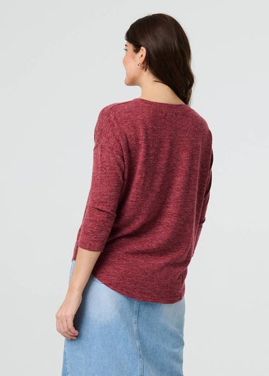 Izabel London Red Relaxed Boat Neck Top