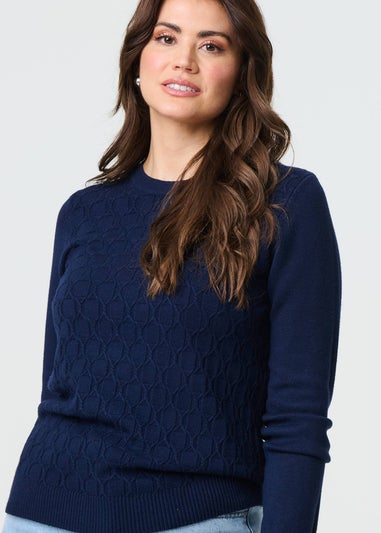 Izabel London Blue Textured Knit Long Sleeve Jumper