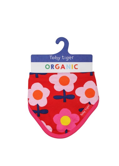 Toby Tiger Organic Pink Flower Print Dribble Bib