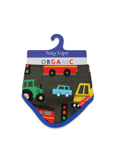 Toby Tiger Organic Multi Colour Transport Print Dribble Bib