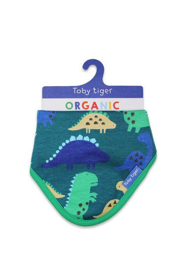 Toby Tiger Organic Green Tonal Dinosaur Print Dribble Bib