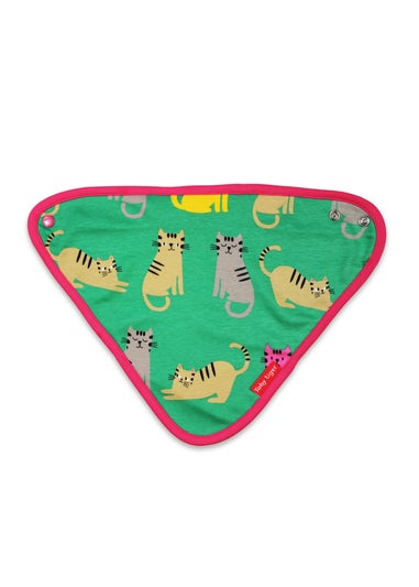 Toby Tiger Organic Green Kitten Print Dribble Bib