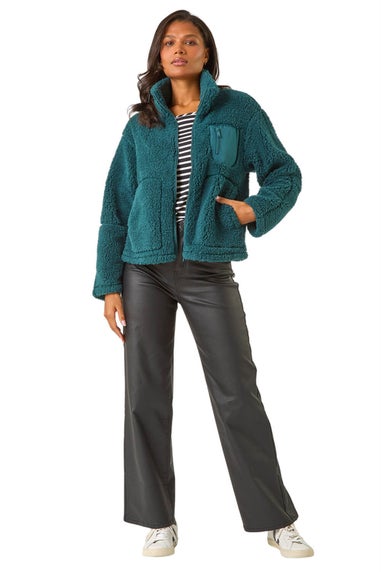 Roman Teal Funnel Neck Fleece Jacket