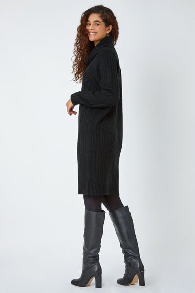 Roman Black Roll Neck Knitted Jumper Dress