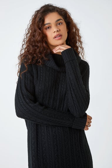 Roman Black Roll Neck Knitted Jumper Dress