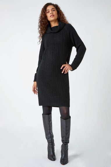 Roman Black Roll Neck Knitted Jumper Dress