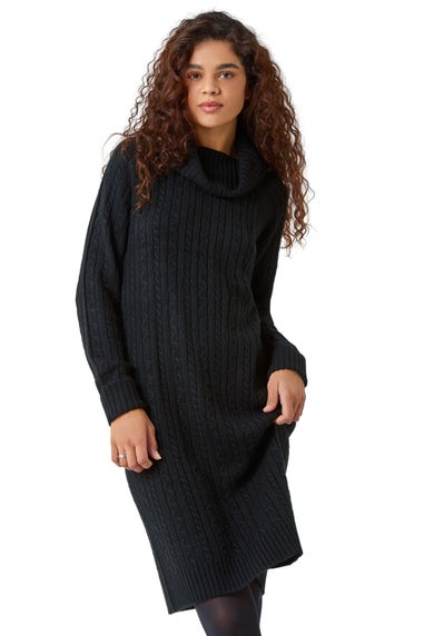 Roman Black Roll Neck Knitted Jumper Dress