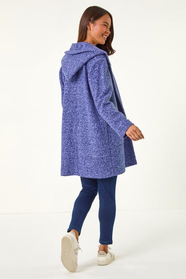 Roman Navy Petite Hooded Edge to Edge Coatigan