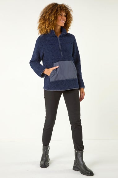 Roman Midnight Blue Funnel Neck Half Zip Fleece Jacket
