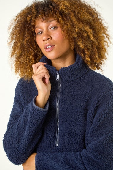 Roman Midnight Blue Funnel Neck Half Zip Fleece Jacket