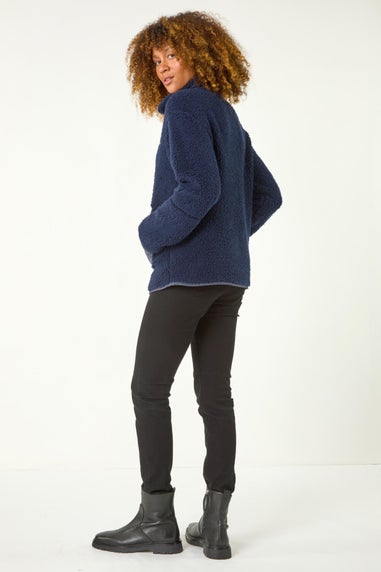 Roman Midnight Blue Funnel Neck Half Zip Fleece Jacket