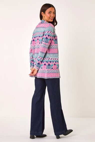 Roman Pale Pink Chevron Pattern Longline Cardigan