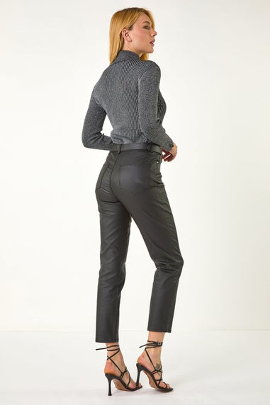 Dusk Grey Roman Stripe Turtle Neck Knit Jumper