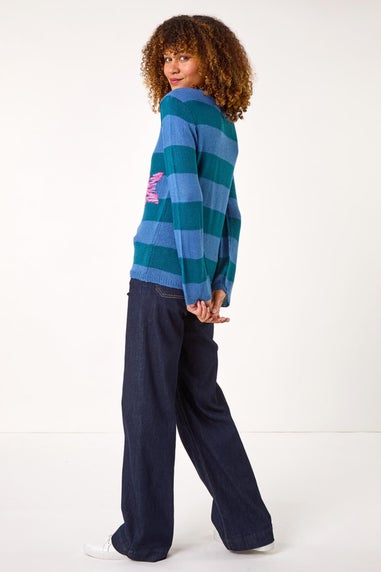 Roman Blue Star Stripe Crew Neck Knit Jumper