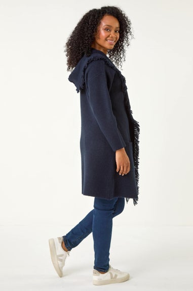 Roman Navy Petite Tassle Pocket Detail Cardigan