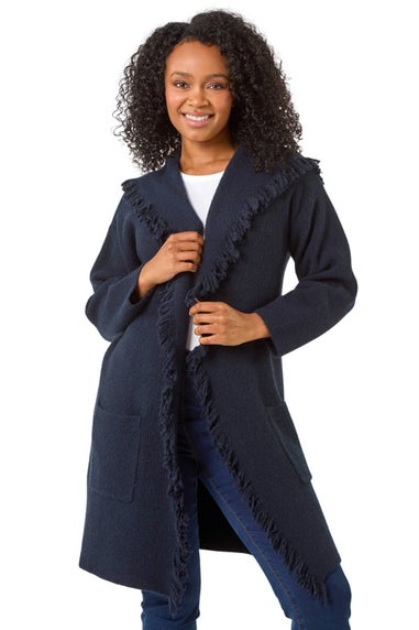 Roman Navy Petite Tassle Pocket Detail Cardigan