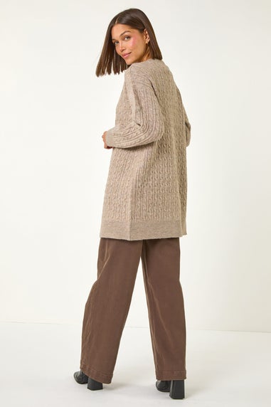 Roman Natural Cable Knit Longline Cardigan