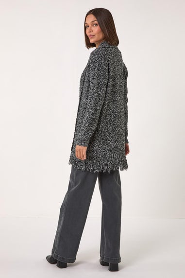 Roman Black Textured Fringe Cardigan
